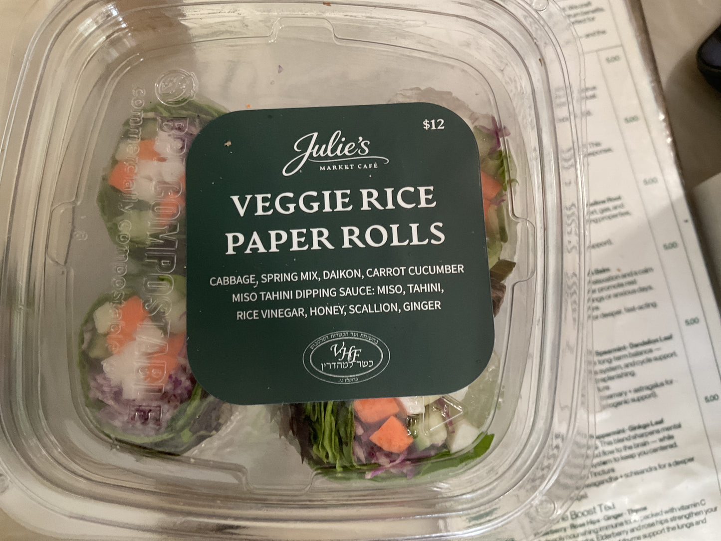 Julie’s Veggie rice paper wraps