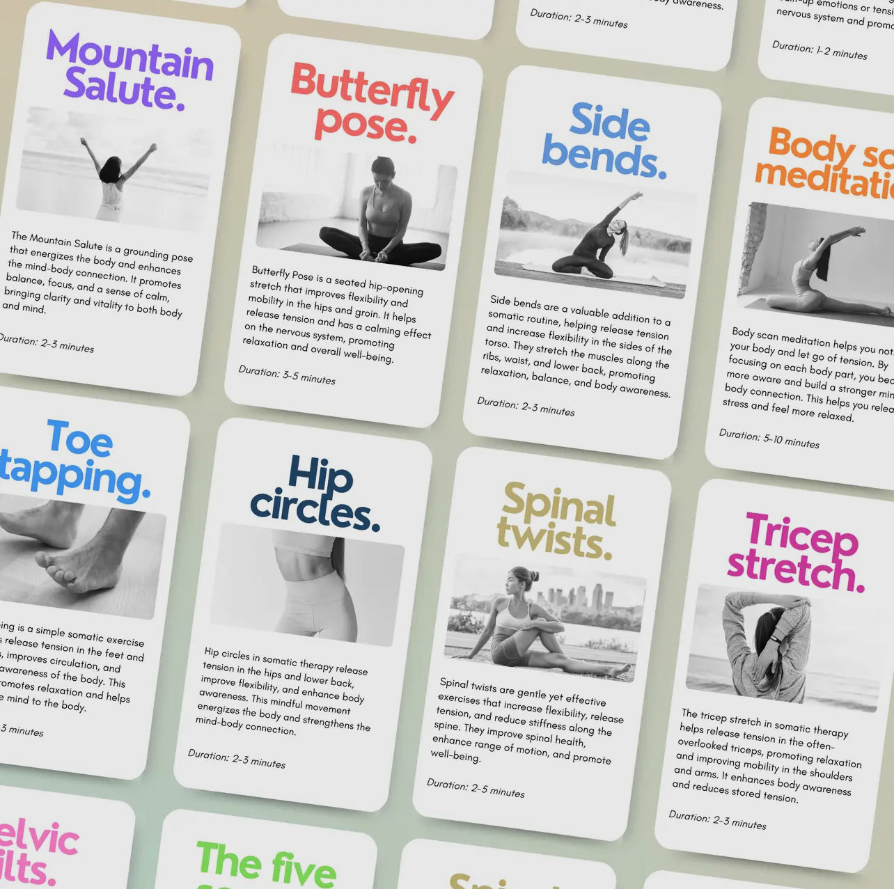 Somatic therapy excercise cards
