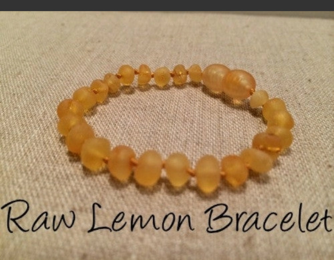 Raw Unpolished Lemon Baltic Amber Bracelet For Baby, Infant, Toddler, Big Kid