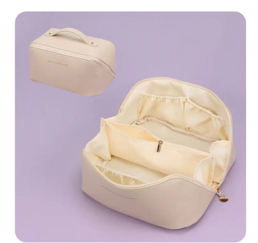 Woman’s large capacity, portable cosmetic bag