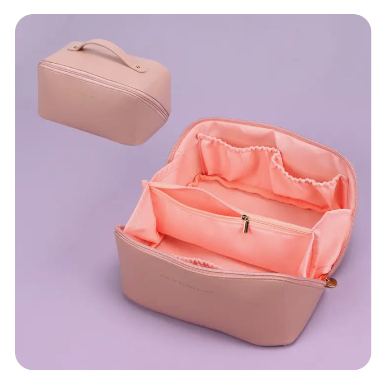 Woman’s large capacity, portable cosmetic bag