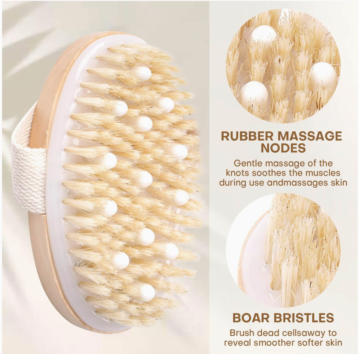 Dry brush massage nodes